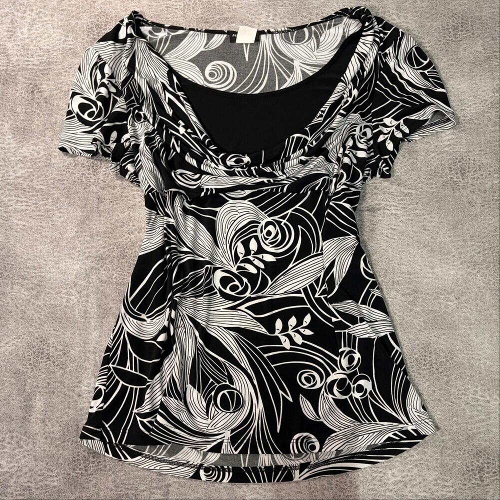 Y2k Floral B&W Layered Blouse